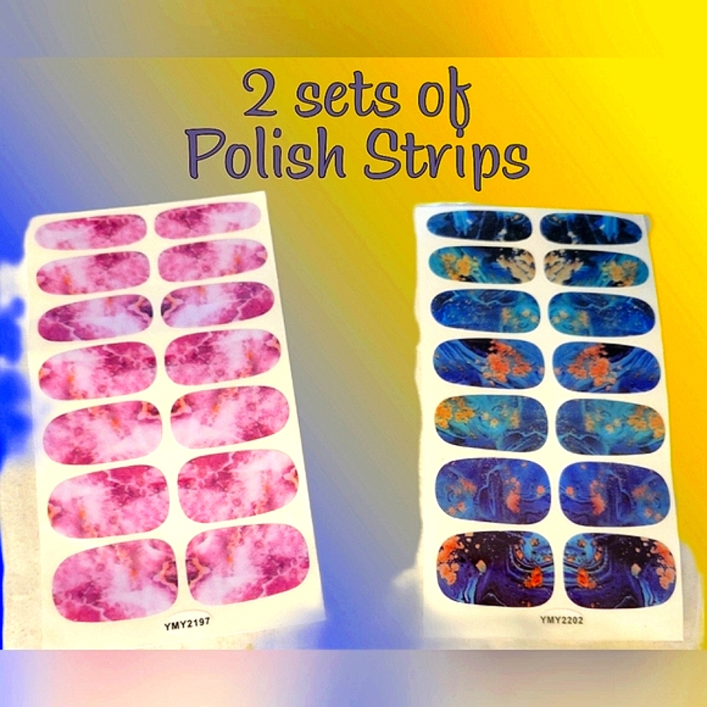 2 Sets of Color polish wraps😍 Pink Marble & Blue galactic starry night